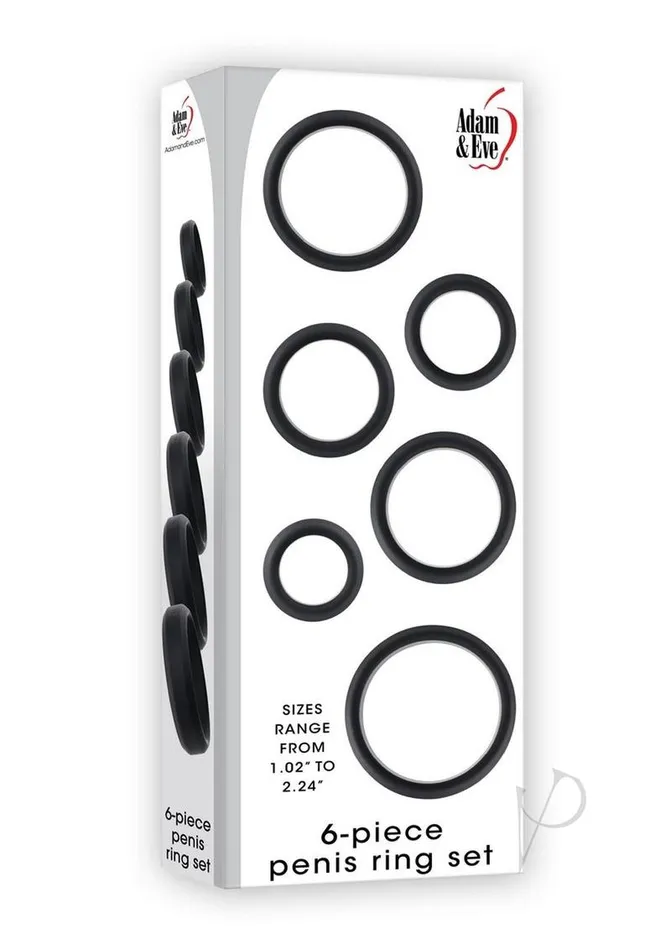 Adam and Eve Male Sex Toys Aande Penis Ring Set 6pc Black