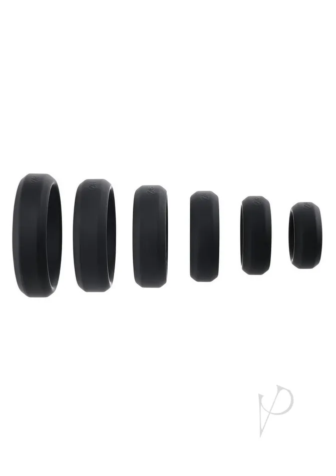 Adam and Eve Male Sex Toys Aande Penis Ring Set 6pc Black