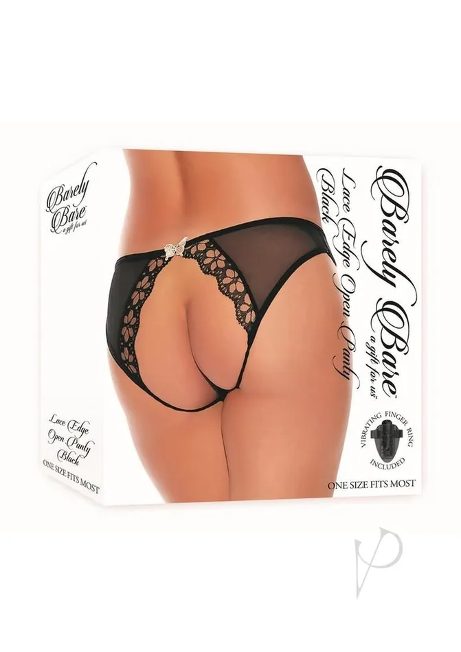Barely Bare Female Sex Toys Barely B Lace Edge Open Panty Blk