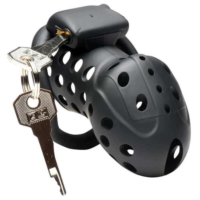 Lock Down Chastity Cage Black XR Brands Male Sex Toys