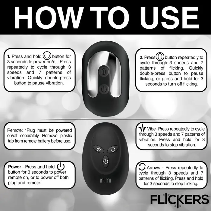 Male Sex Toys XR Brands Bum Flick Vibrating and Flicking Silicone Butt Plug with Remote