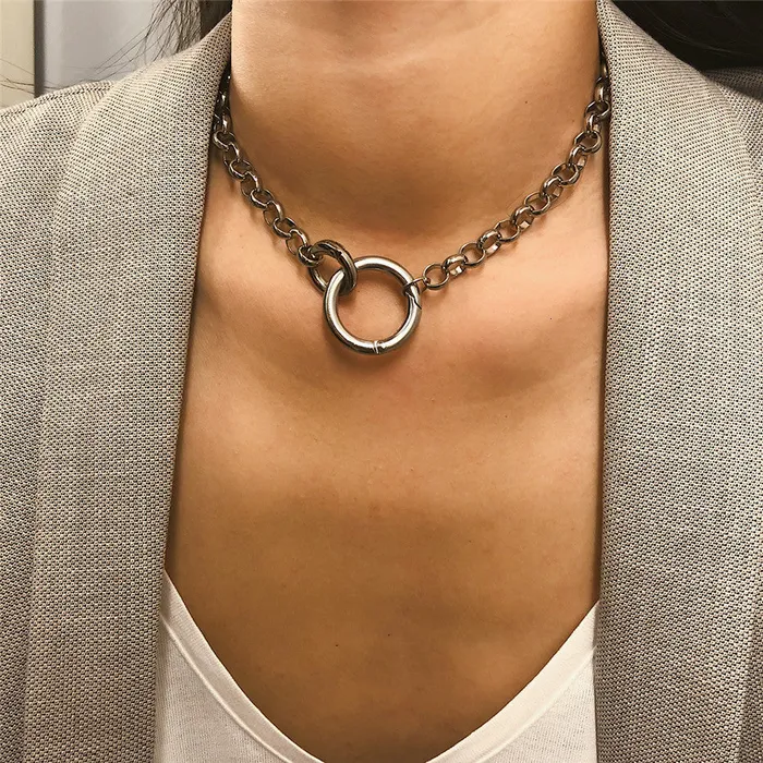Male Sub Day Collar Metal Geometric Necklace CJ Male Sex Toys