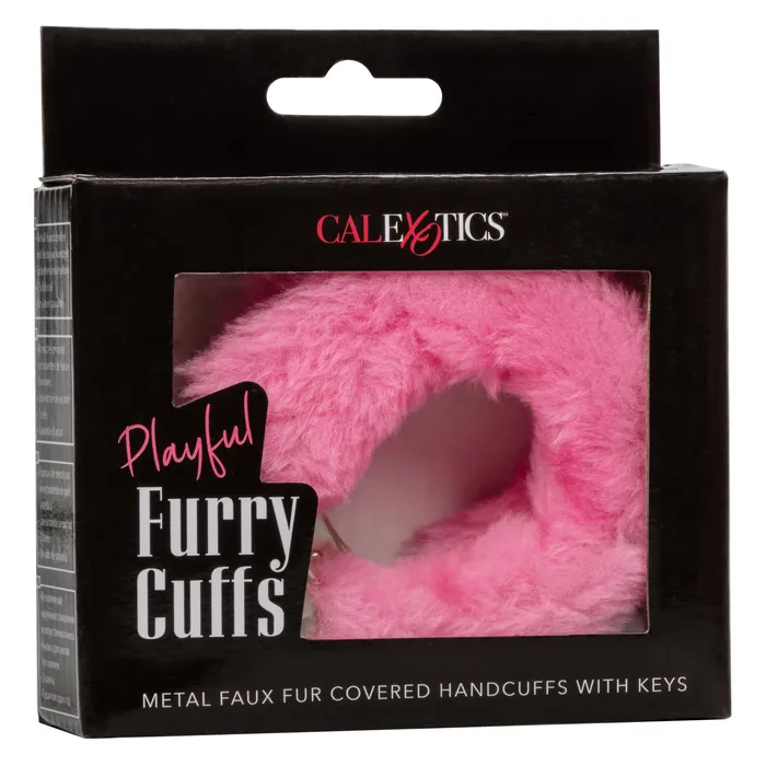 Playful Furry Cuffs Pink CalExotics Vibrators Playful Furry Cuffs Pink CalExotics Vibrators