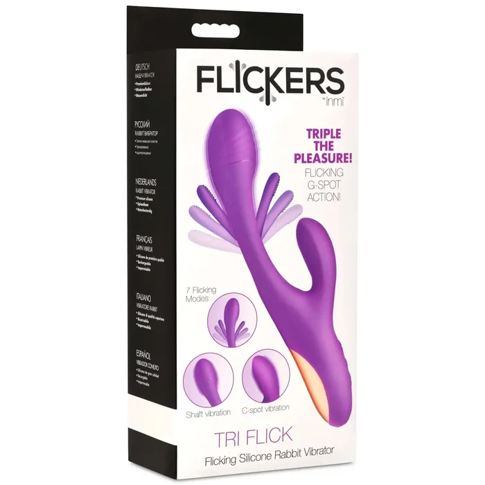 XR Brands inmi TriFlick Flicking Silicone Rabbit Vibrator Purple Vibrators