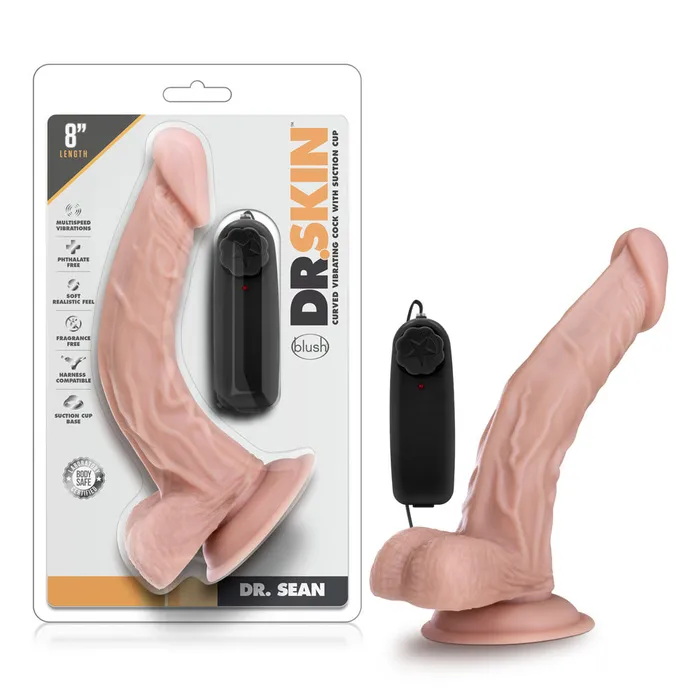 Female Sex Toys Dr Sean Vibrating Suction Cup Toy with Remote Control Blush Novelties
