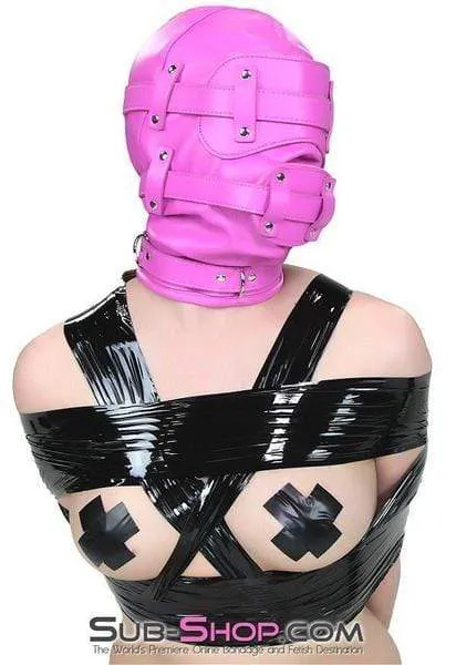 Male Sex Toys Raysent 4731RSSIS Hot Pink Deep Throat Sissy Pretty Fantasy Locking Sissy Mistress Full Hood with Removable Blindfold and 4 Penis Gag