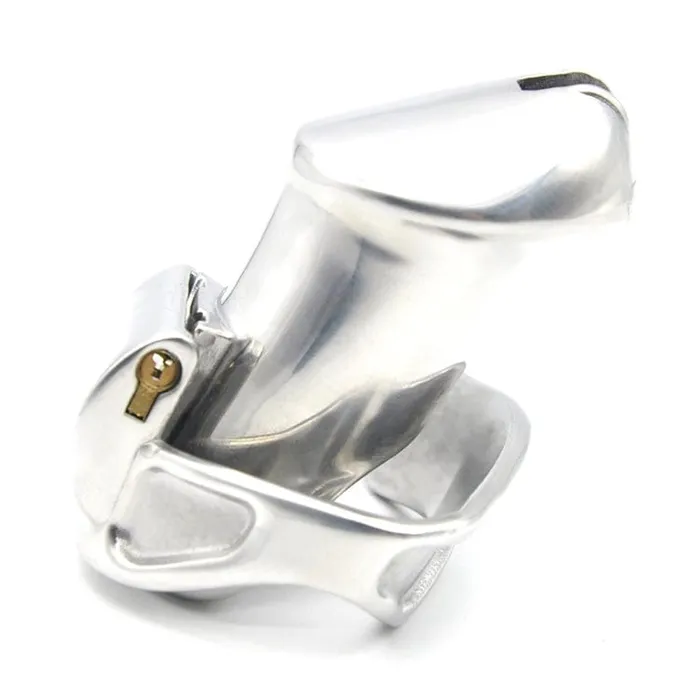 Moonwell Male Sex Toys 2709M Dick Steele Long High Security Chastity Cock Cage with Small Cock Cuff