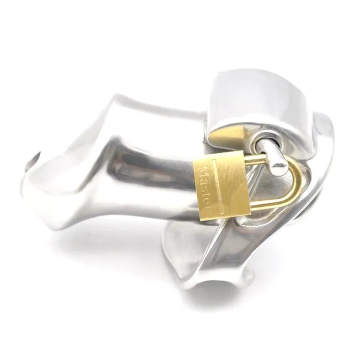 Moonwell Male Sex Toys 2709M Dick Steele Long High Security Chastity Cock Cage with Small Cock Cuff